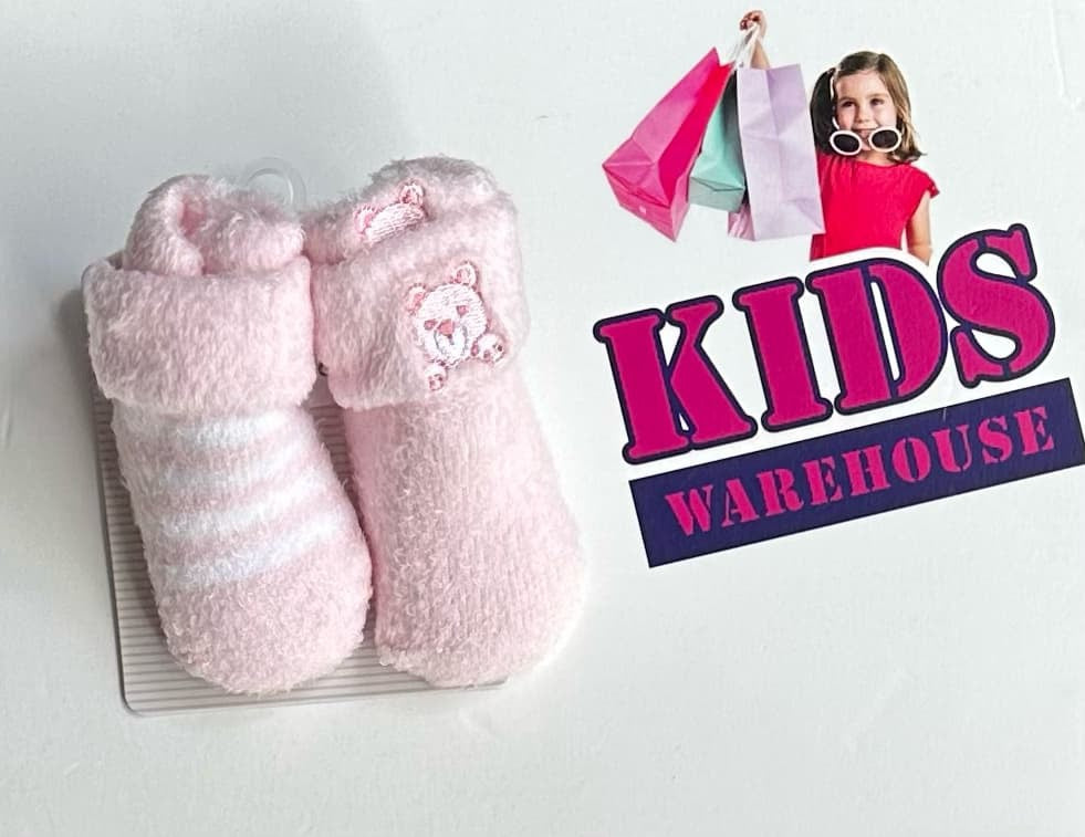 Playette Pink Bear Slippers (Newborn)