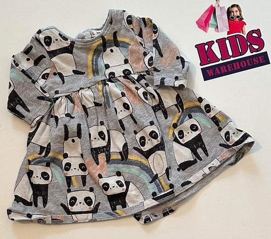 Next Baby Grey Dress With Panda Pattern Size 0000