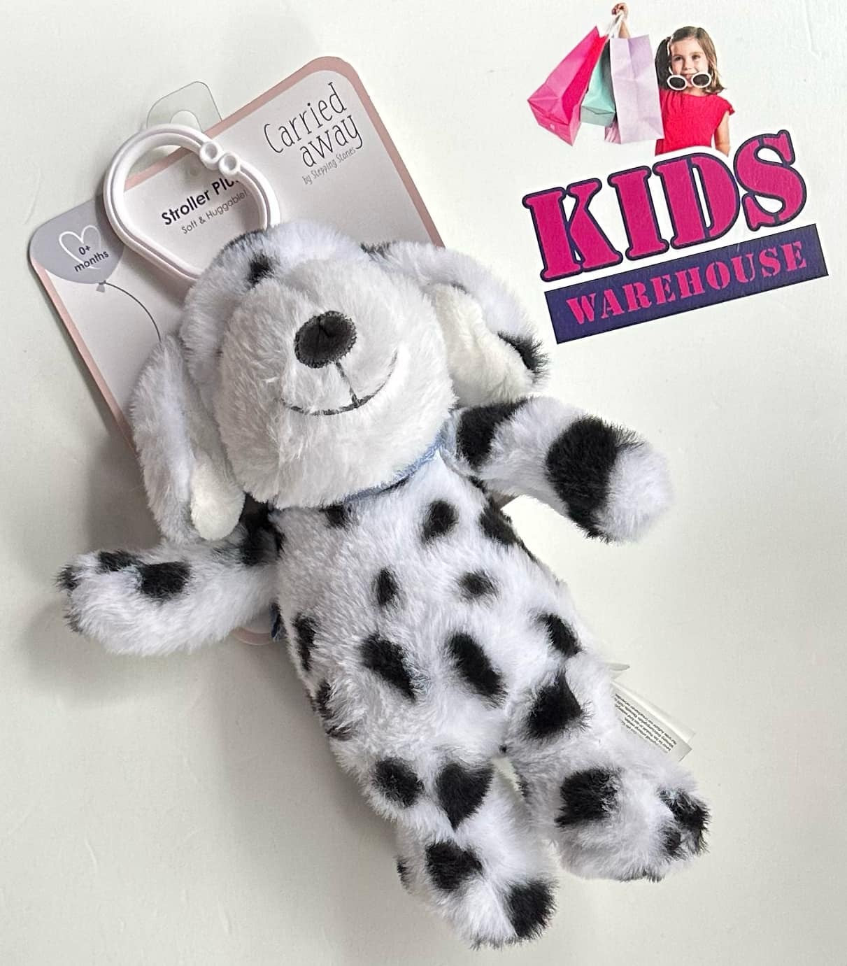 NEW Carried Away Stroller Plush Dog Black & White