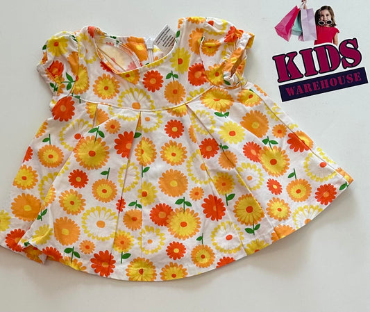 Gymboree White Dress With Yellow & Orange Flowers Size 00