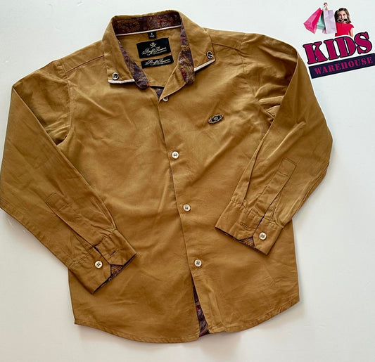 Rulf Premium Brown Long Sleeve Button Up Top Size 5