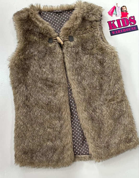 Nutmeg Brown Fuzzy Vest Size 8-9