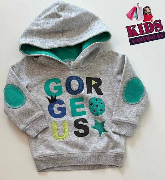 Tiny Little Wonders Grey Hoodie With “Gorgeous” Print Size 1