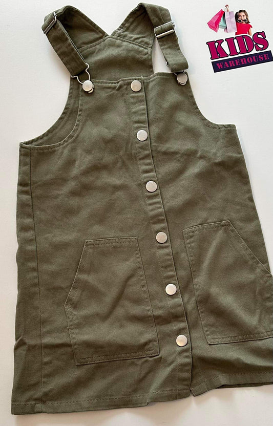 Khaki Denim Overall Dress Size 7