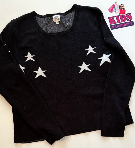 Seed Teen Black Jumper With Star Pattern Size 14