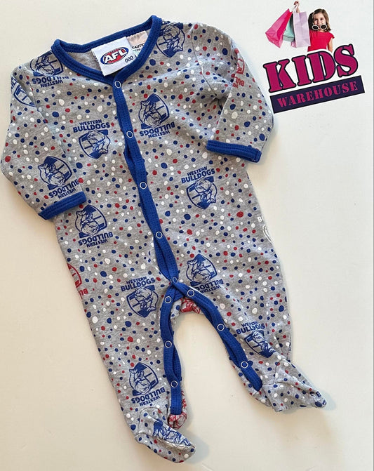 AFL Grey Jumpsuit With Western Bulldogs Pattern Size 000