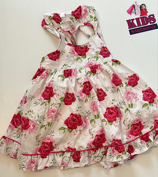 Arabella & Rose White Dress With Flower Pattern Size 4