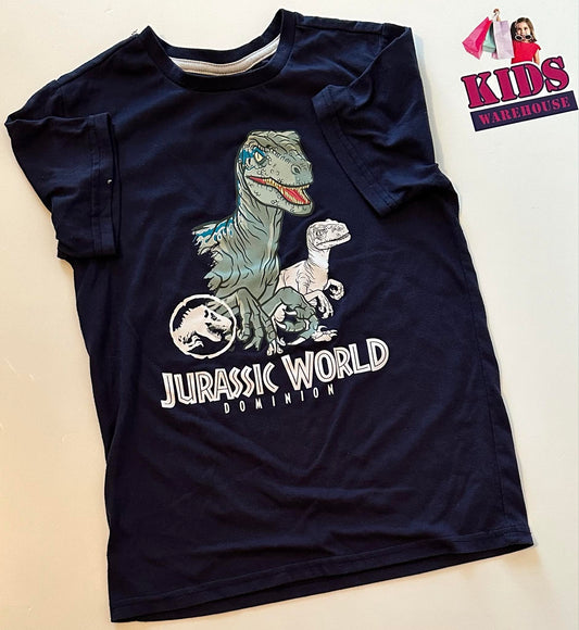 Jurassic Navy Blue Top With Dinosaur Print Size 8