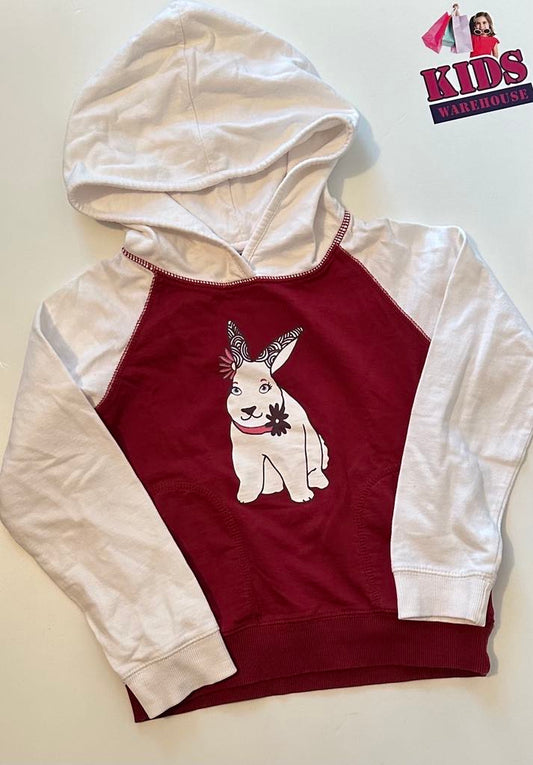 Pumpkin Patch Red & White Hoodie With Rabbit Print Size 8