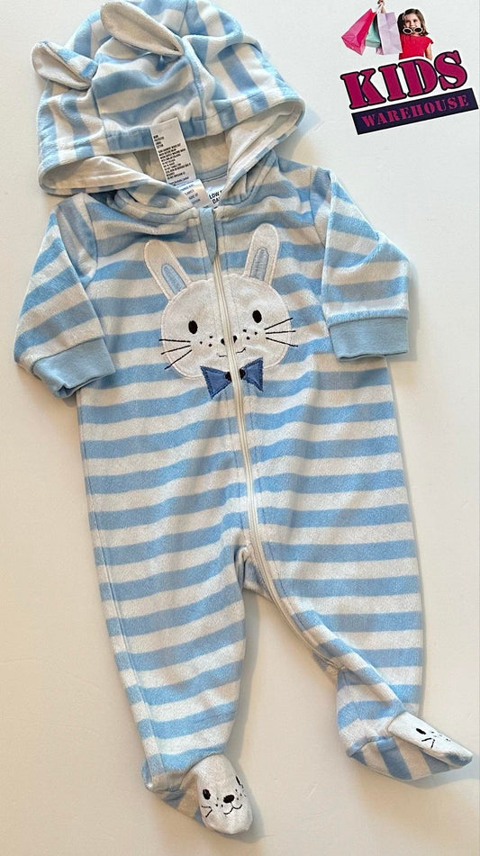 Tiny Little Wonders Blue & White Jumpsuit With Rabbit Print Size 000