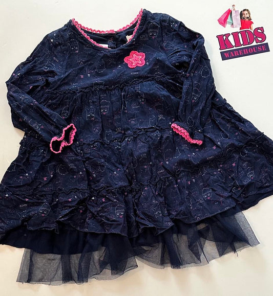 Pumpkin Patch Navy Blue & Pink Dress Size 4