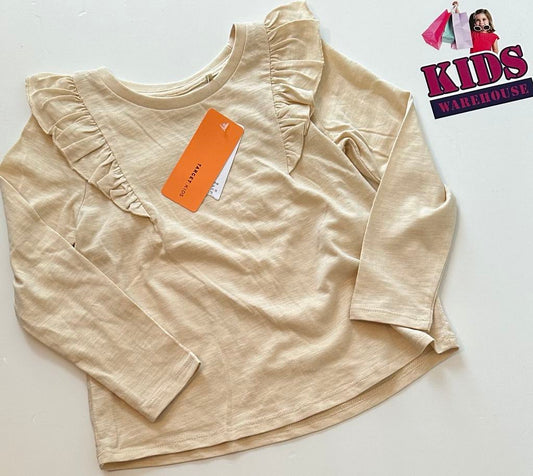 New Target Kids Cream Long Sleeve Top Size 4