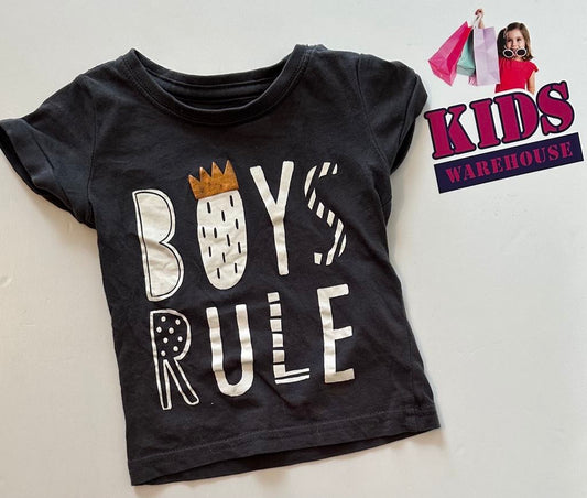 Cotton On Dark Grey Top With “boys rule” Print Size 0