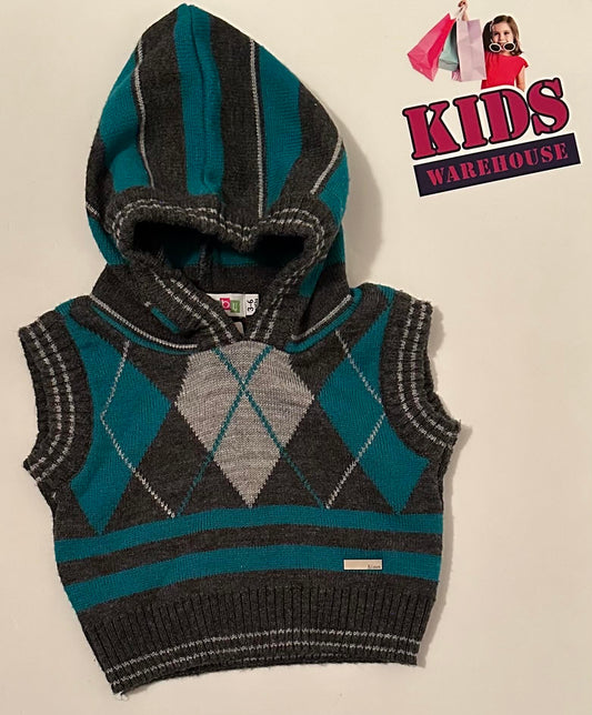 GJ Baby Blue & Grey Vest Hoodie Size 00