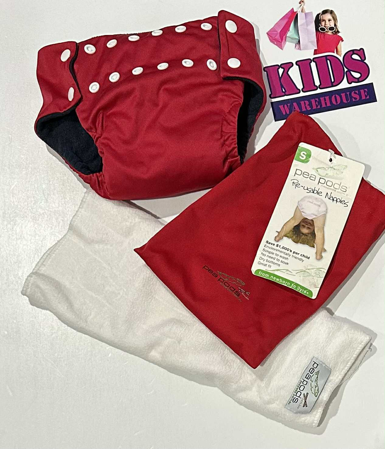 Pea Pods Re-Usable Nappies Size Small (0-9 Months)