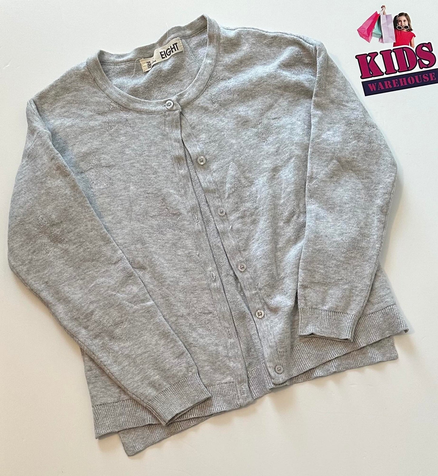 Cotton On long Sleeve Grey Top With Sparkly Star Pattern Size 8