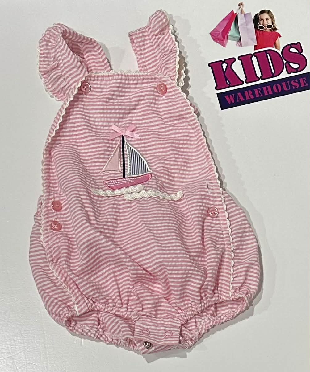 Ollies Place Pink & White Bodysuit With Boat Print Size 0