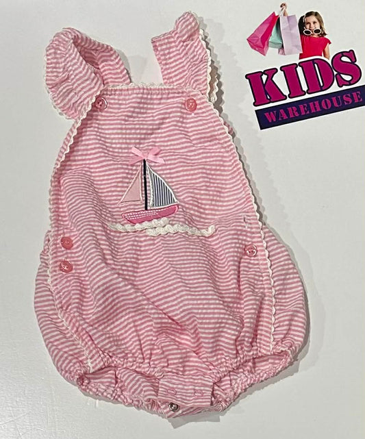 Ollies Place Pink & White Bodysuit With Boat Print Size 0