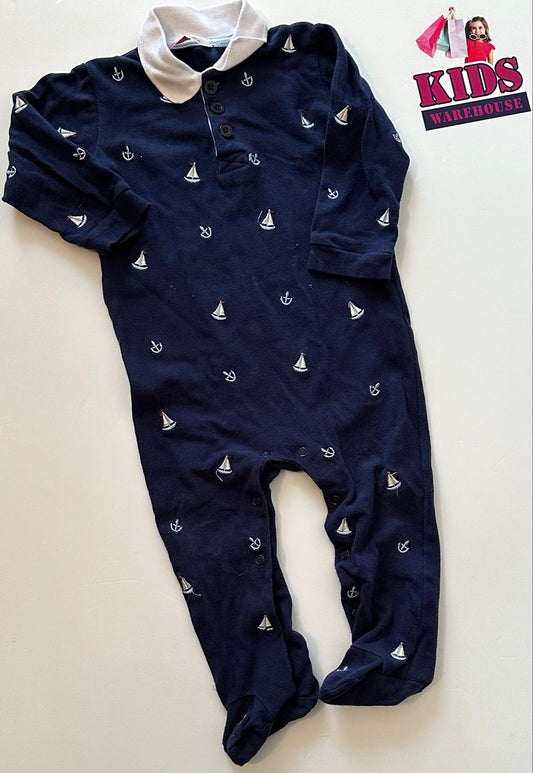 Ollies Place Navy Blue Jumpsuit With Sailor Pattern Size 1