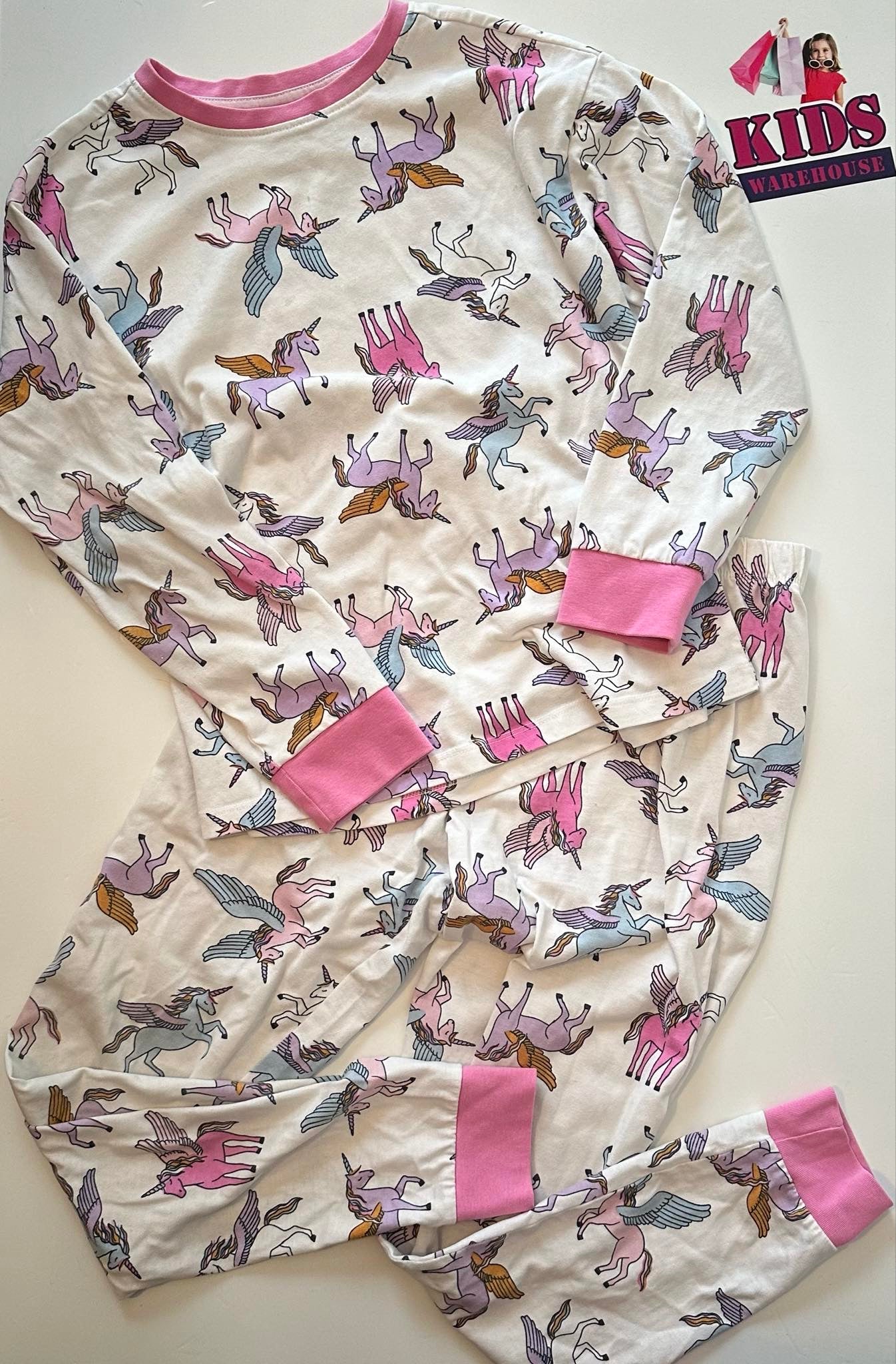 Anko White & Pink 2 Piece PJ Set With Unicorn Pattern Size 10