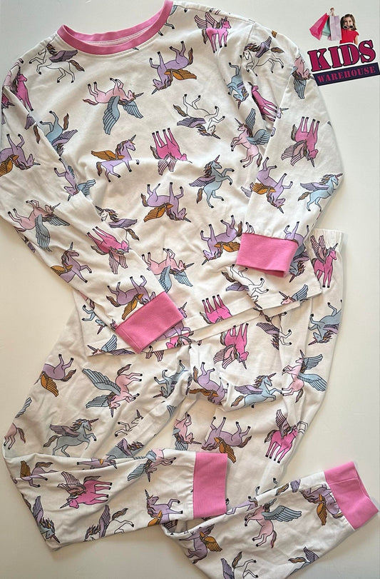 Anko White & Pink 2 Piece PJ Set With Unicorn Pattern Size 10