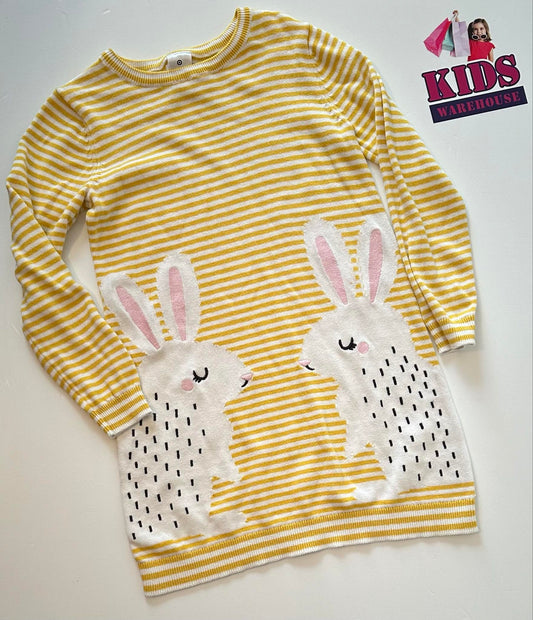 Target Yellow & White Top With Rabbit Print Size 5