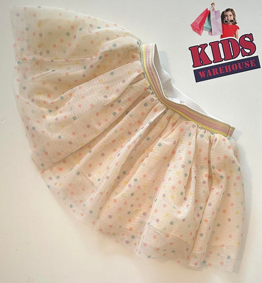 Real Kids White Skirt With Dotted Pattern Size 1