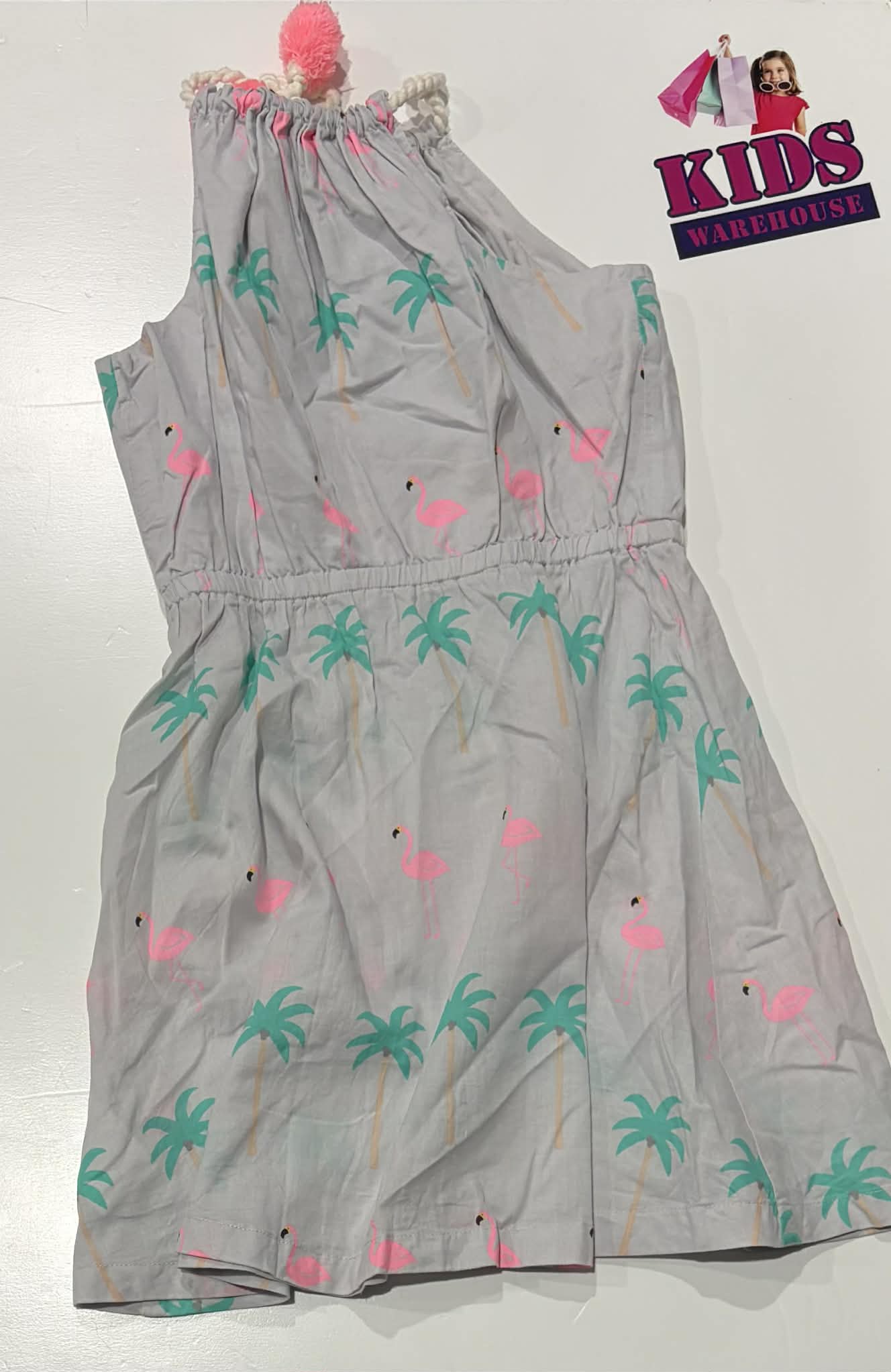 Country Road Grey Dress With Flamingo & Palm Tree Pattern Size 6