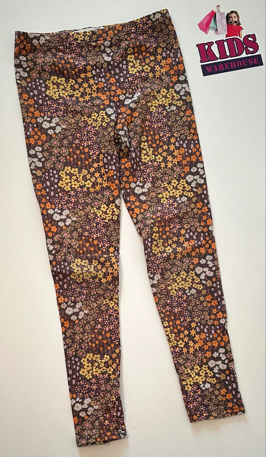 Cotton On Brown Leggings With Flower Pattern Size 6