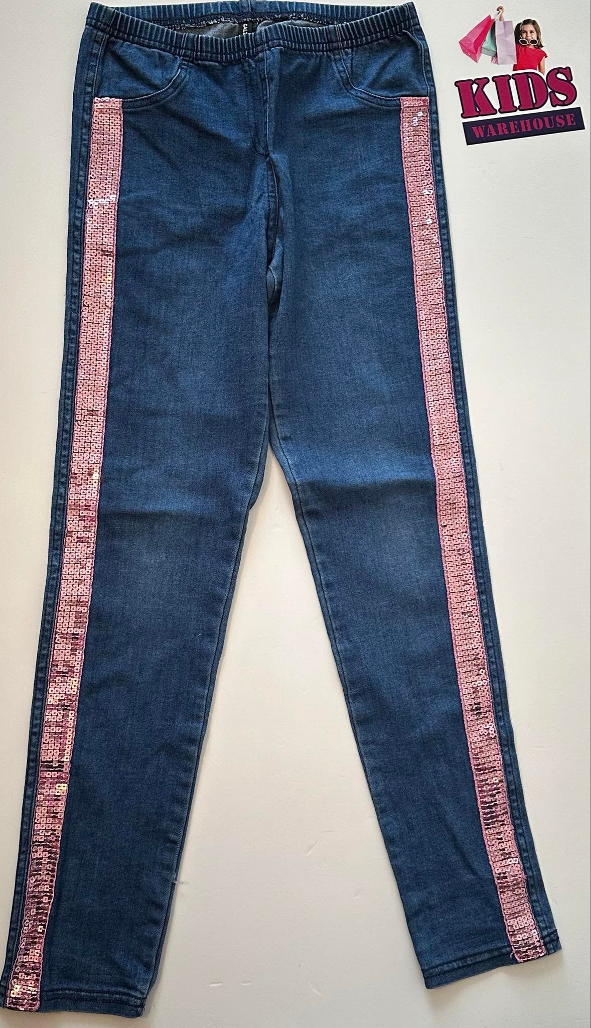 Calzedonia Blue Jean Pants With Pink Strips Size 7