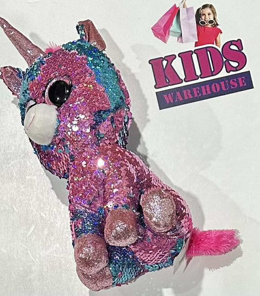 TY Flippables Pink, Blue Shimmer Unicorn Plush