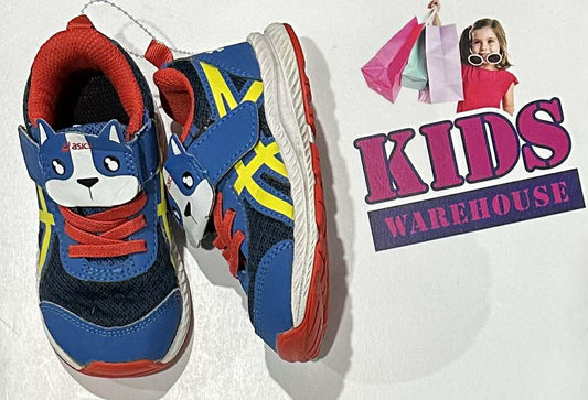 Asics Navy Blue, Red, Yellow Runners Size US6/UK5 (Child)