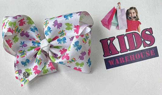 White Bow Print Bow Hair Clip