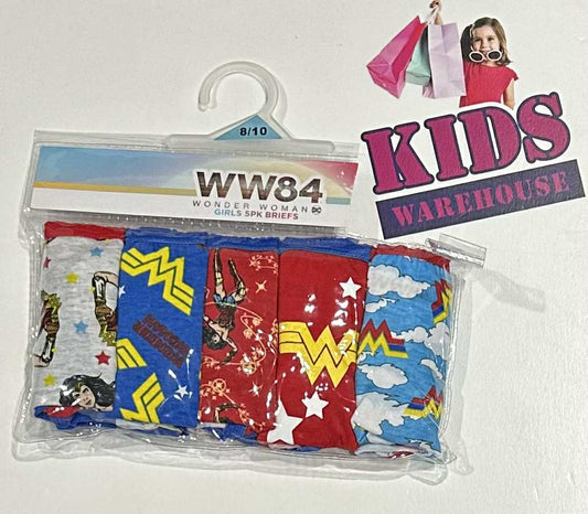 NEW DC WW84 Wonder Women Girls Briefs 5 Pack Size 8/10