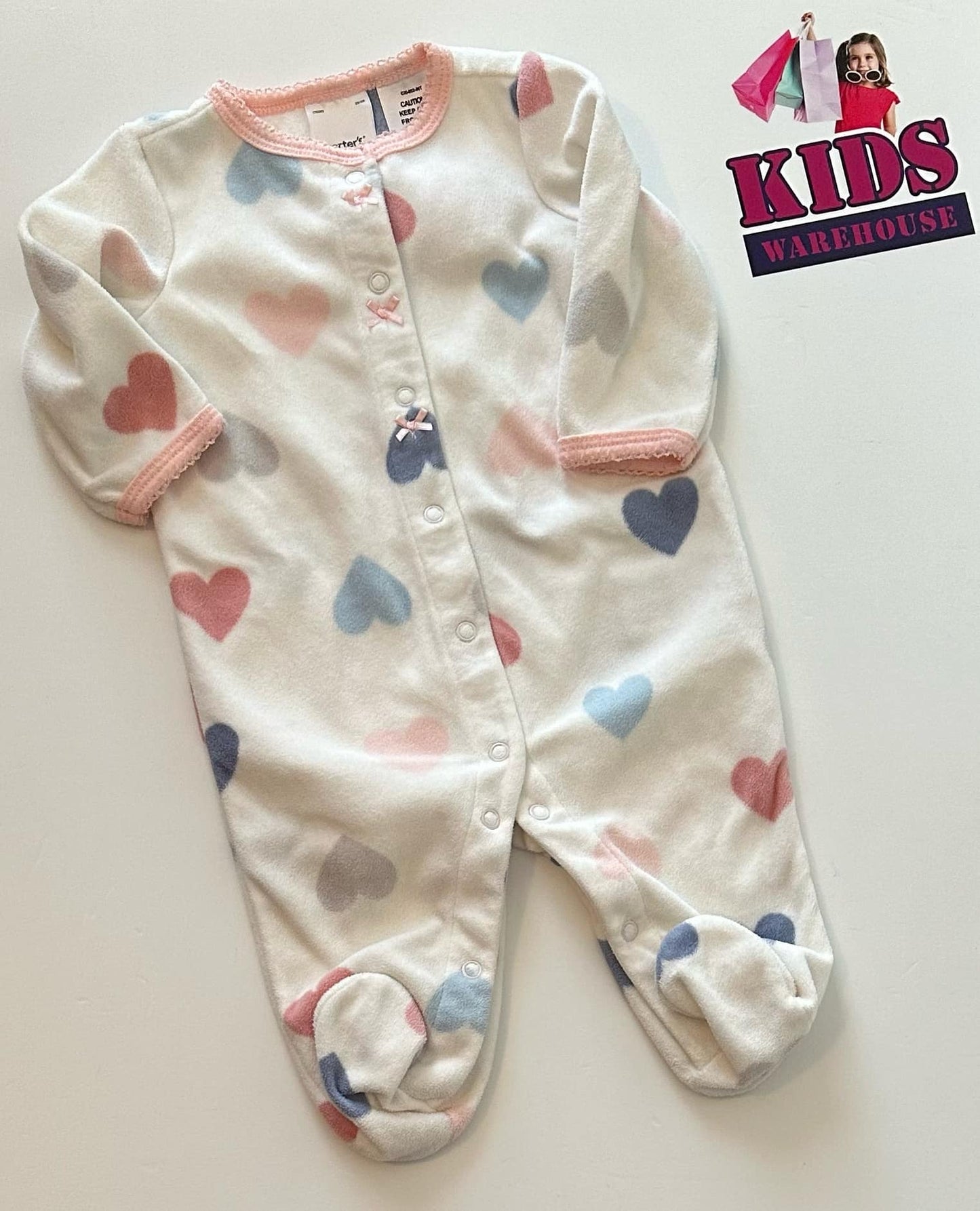 Carters White Jumpsuit With Heart Pattern Size 3