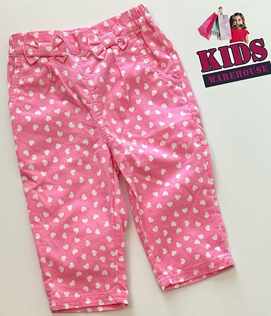 Dymples Pink Pants With White Heart Pattern Size 0