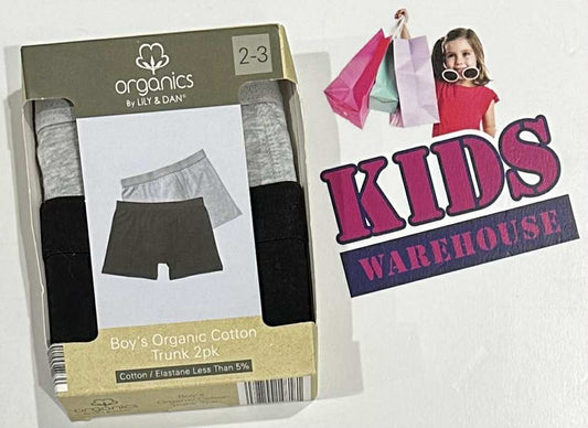 NEW Organics By Lily & Dan Boys Organic Cotton Trunks 2 Pack Size 2-3