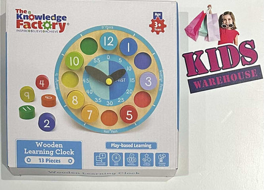 NEW The Knowledge Factory Wooden Learning Clock 14 Pieces 3+ Years