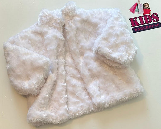 Soft Touch Creations White Fluffy Jacket Size 1