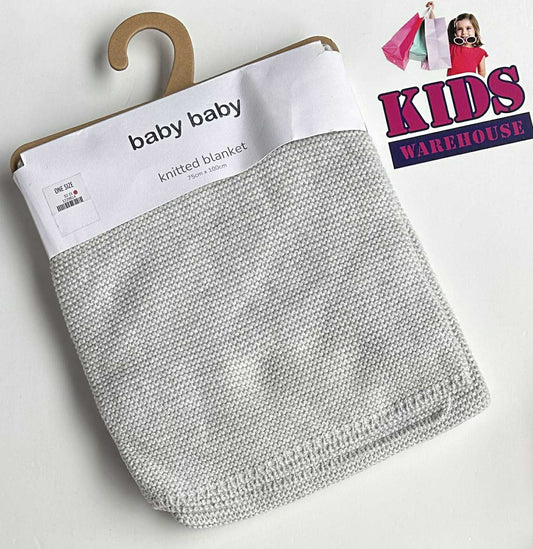 Baby Baby Grey Knitted Blanket 75x100cm