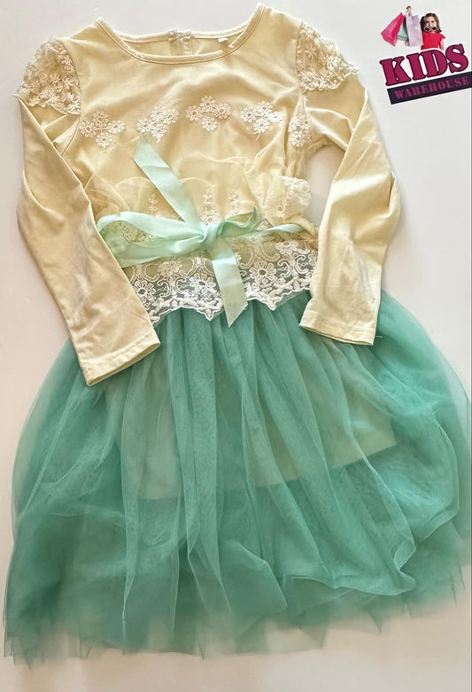 Yellow & Green Dress Size 8