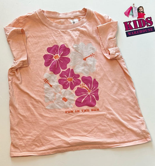 Pink Top With Flower Print Size 12