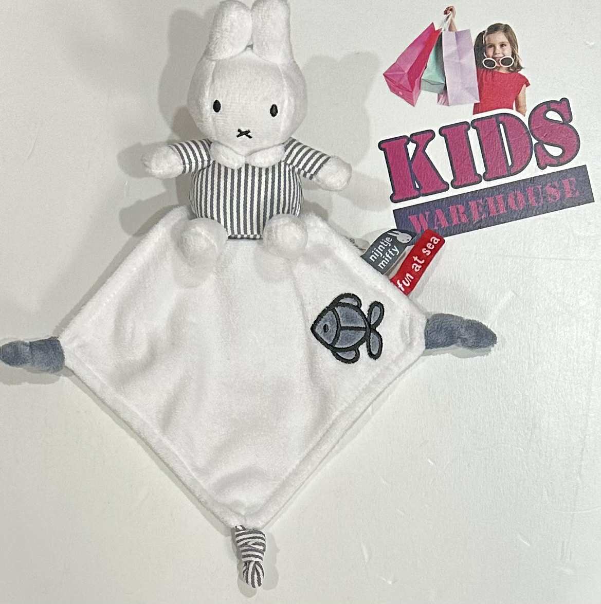 Nijntje Miffy Fun At Sea White, Grey Fish Print Comfoter