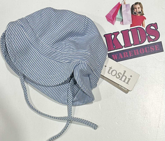 NEW Toshi White, Blue Stripped Hat Size XS (Baby/Toddler)