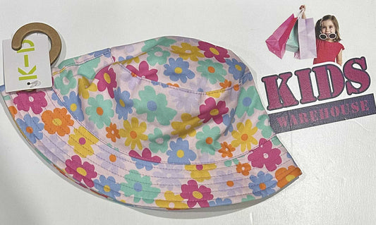 NEW K-D Pink, Flower Print Bucket Hat Size Medium (Child)
