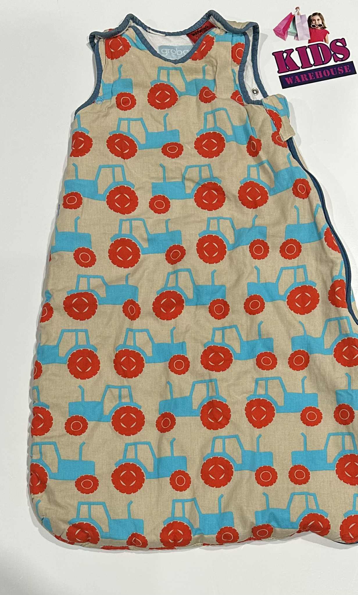 Grobag The Original Tan, Blue & Red Tracker Print Size 0-6 Months (4kg) TOG 2.5