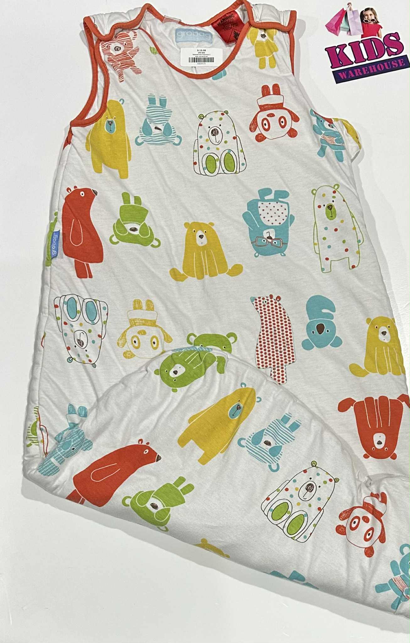 Grobag The Original White, Coloured Animal Print Size 18-36 Months, 11.4kg TOG 2.5