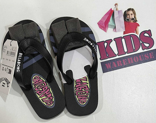NEW Billabong Black, Navy Blue Thongs Size 9 (Child)