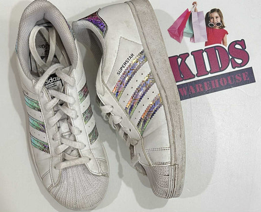 Adidas White, Shimmer Runners Size US3/UK2.5 (Older Child)