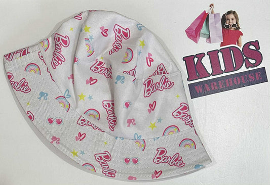 Barbie White Print Bucket Hat Size Child